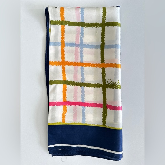 Coach Tattersall 100% Silk Multicolor Scarf - Picture 6 of 8